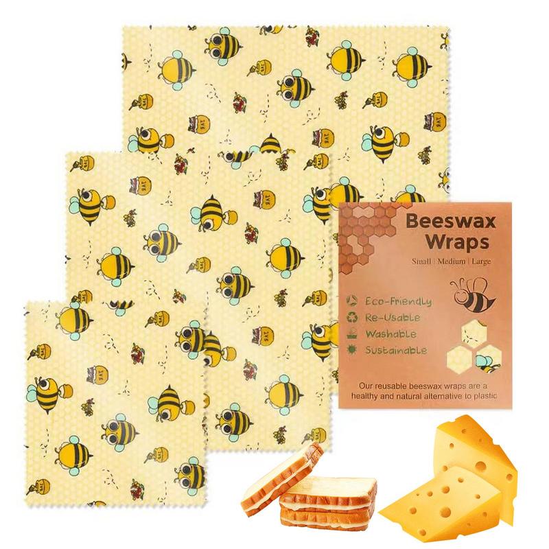 Beeswax Wrap Reusable - 3pcs 재사용 가능한 식품 신선한 유지