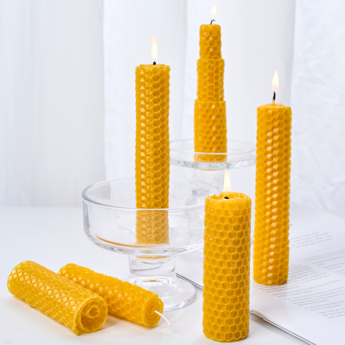Beeswax Wrap Reusable - 10PCS 밀랍 조각 DIY 양초 Handrolled